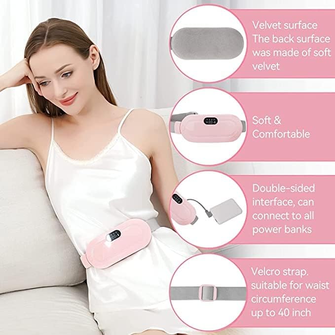 Electric Heating Pads Menstrual Period Pain Relief Heating Belt, Period Cramp Relief Device, Back or Belly Heat Pad for Women and Girls, 3 Heat Levels & 4 Massage Modes |
