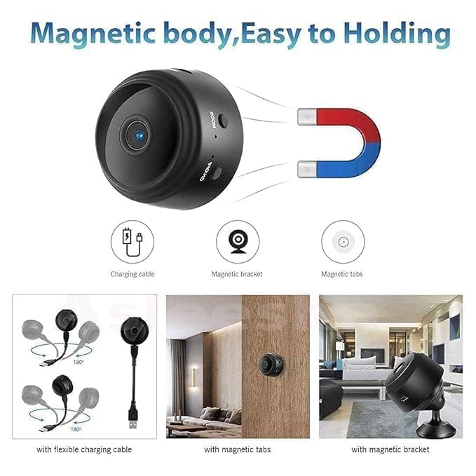 New Mini Wireless WiFi Security Camera | HD 1080p Indoor Video Recorder with Low Light Vision | Portable & Magnetic | Home and Office Monitor