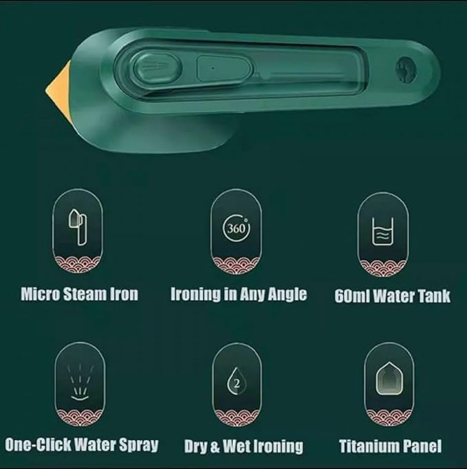Professional Micro Travel Steam Iron, Mini Ironing Press Machine Portable Handheld Garment Steamer, Lightweight Steamer for Clothes, Suitable for Home and Travel (Multicolour)