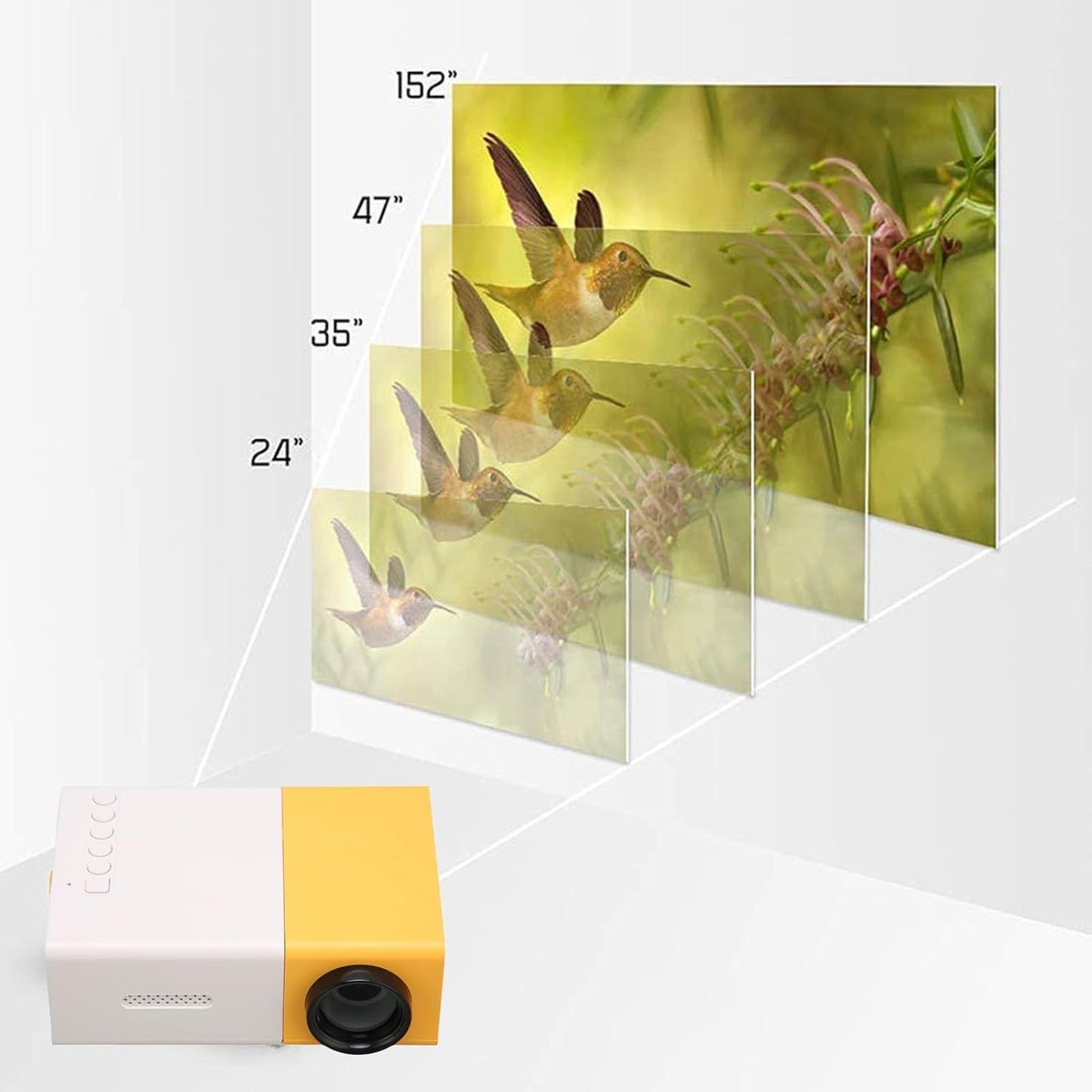 Mini Projector, Full HD 1080P Vedio Projector, Portable Movie Projector, Multimedia Home Theater Projector Compatible with HDMI, USB, VGA, AV