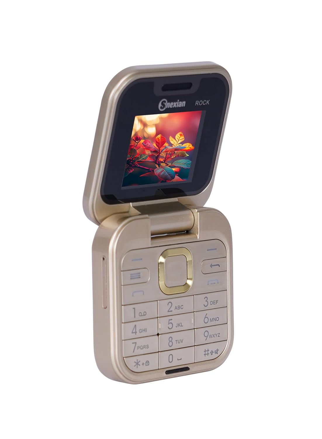 Snexian All-New Rock X Flip Dual Sim |Keypad Mobile| with 1.8" Display |Flip|Fold| Call & SMS Indicator|Crystal Back Panel |BT Dialer|Voice Changer |Long Lasting Battery|FM|Camera|Feature Phone| Gold