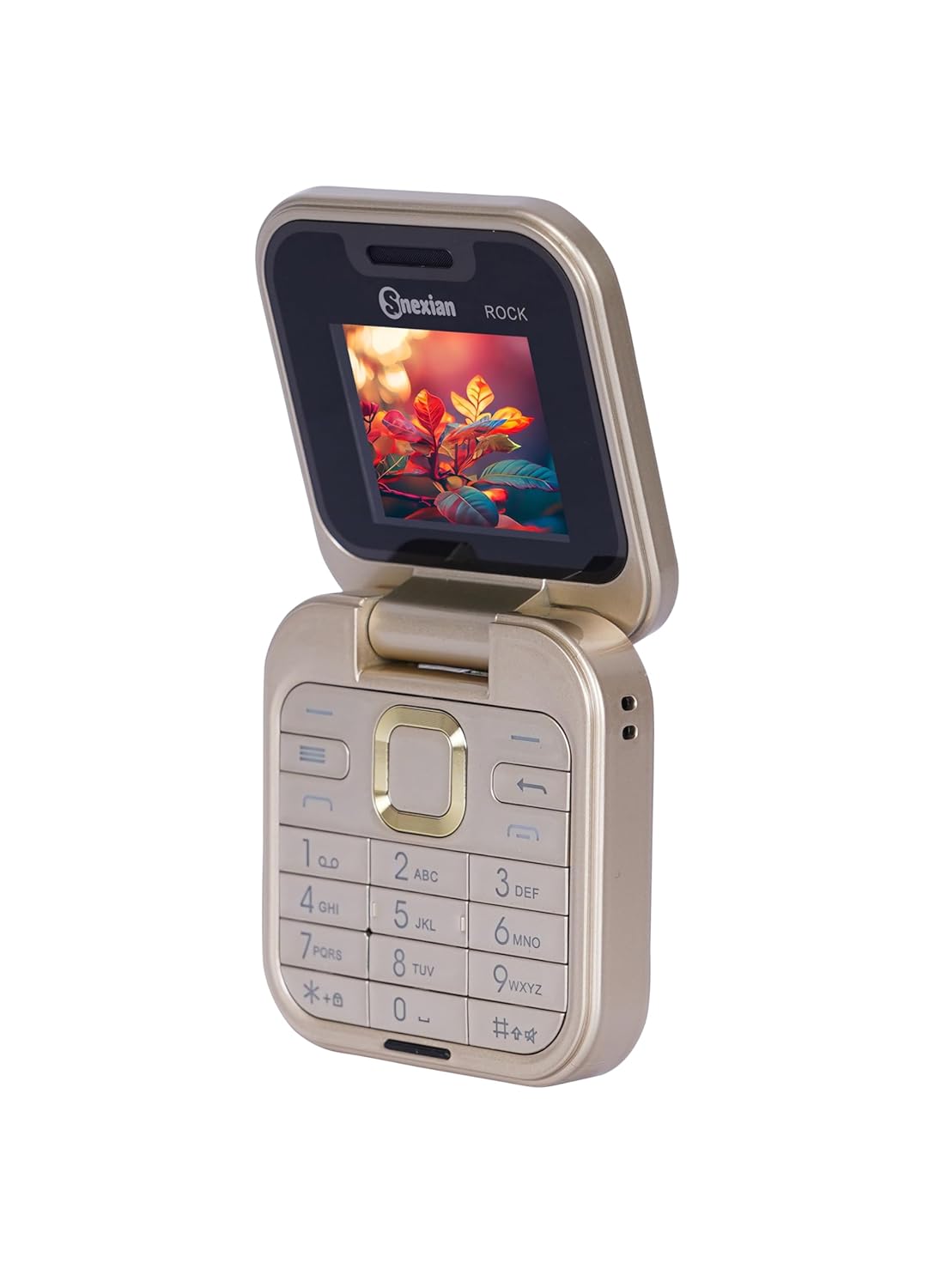 Snexian All-New Rock X Flip Dual Sim |Keypad Mobile| with 1.8" Display |Flip|Fold| Call & SMS Indicator|Crystal Back Panel |BT Dialer|Voice Changer |Long Lasting Battery|FM|Camera|Feature Phone| Gold