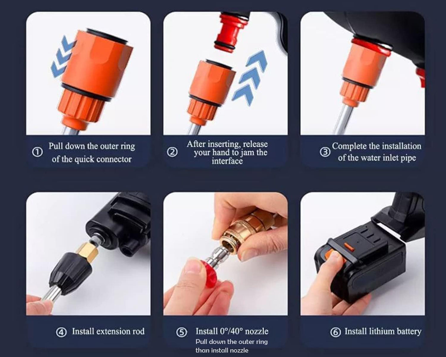 Cordless Portable Wireless Pressure Washer Gun 48V 12000mah High Pressure Water Gun for Car Wash Bike Washing Cleaning| Adjustable Nozzle and 5M Hose Pipe (Double_Battery) (Black 2)