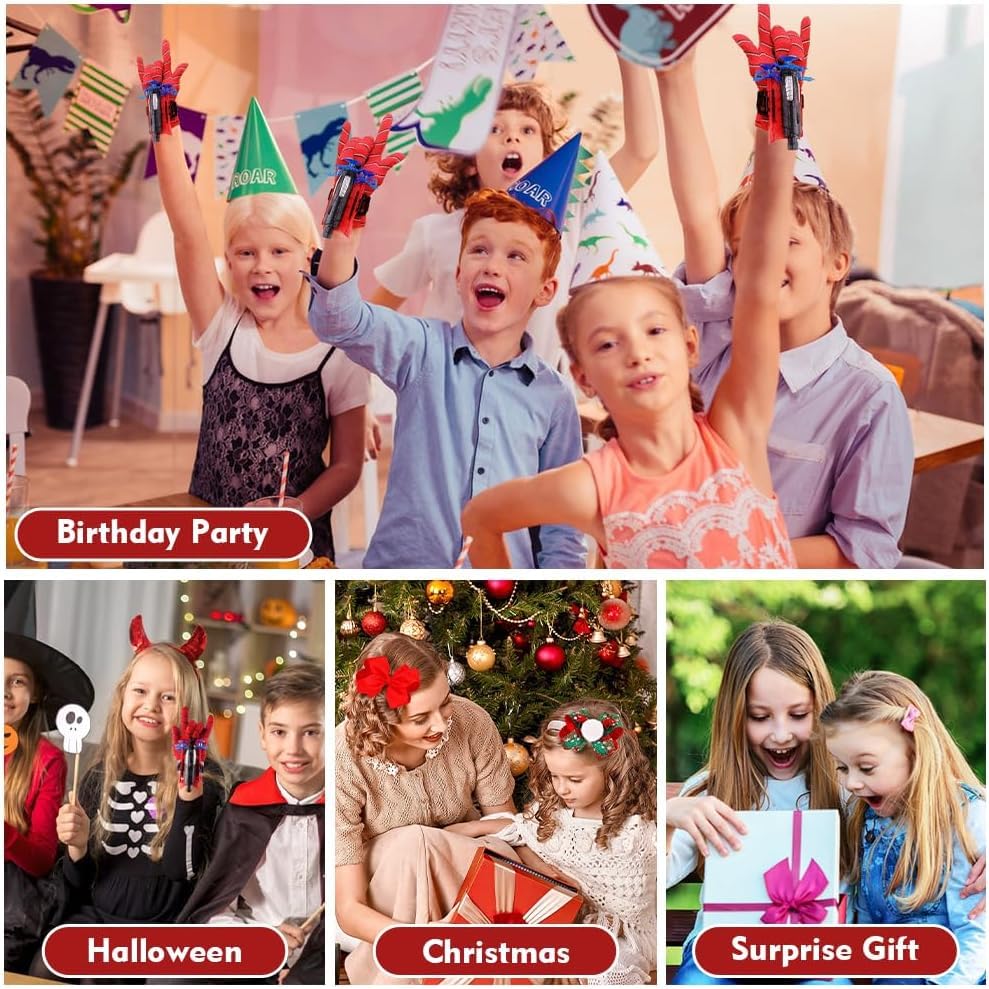 PROBABE Spider Web Shooters For Kids, Spider Web Shooter,Spider Launcher Wrist Toys, Plastic Web Shooter For Kids, Red