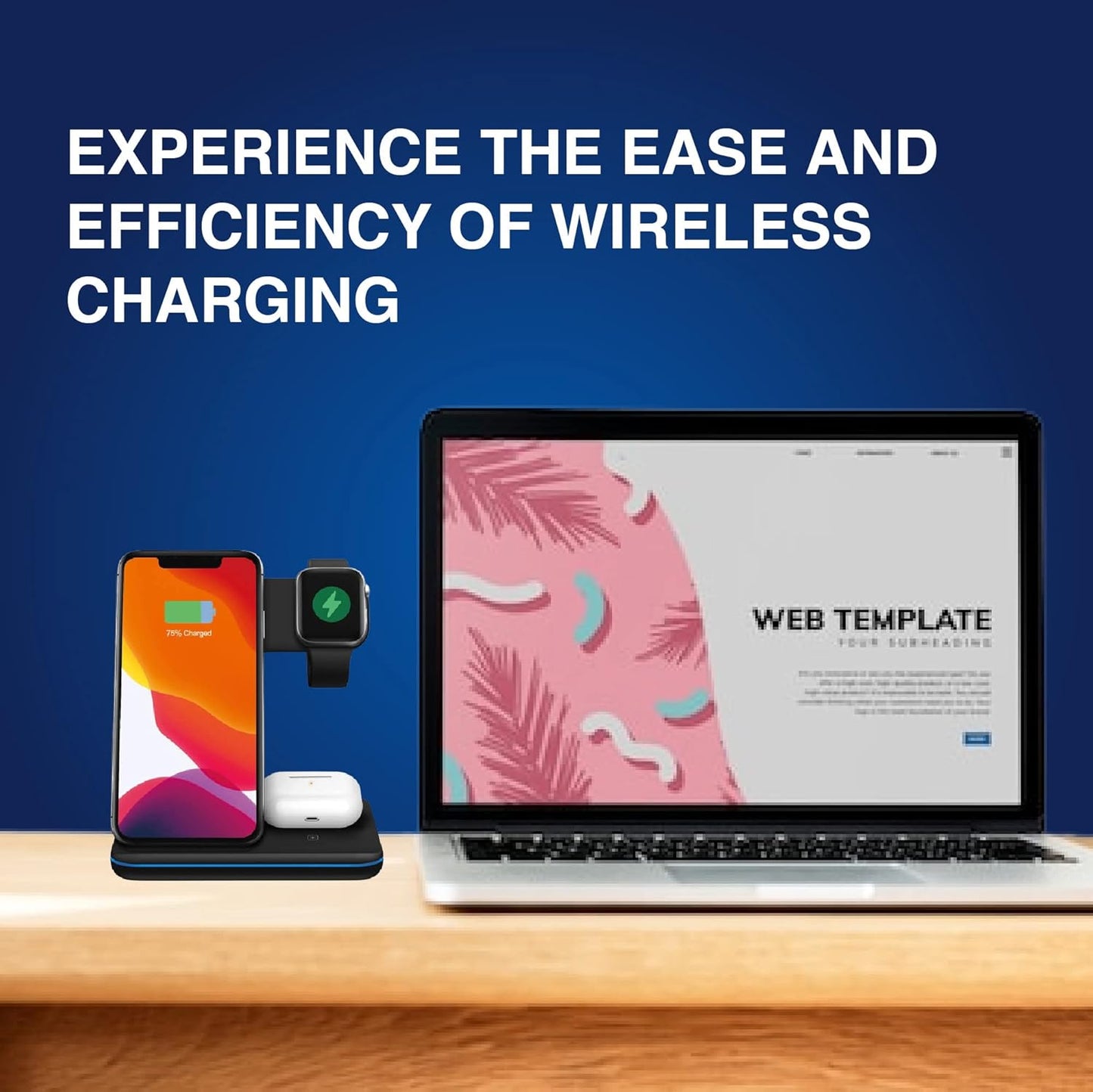 3-in-1 Wireless Charger 15W for Qi-Devices/iPhone/Samsung (Black) Charging Pad