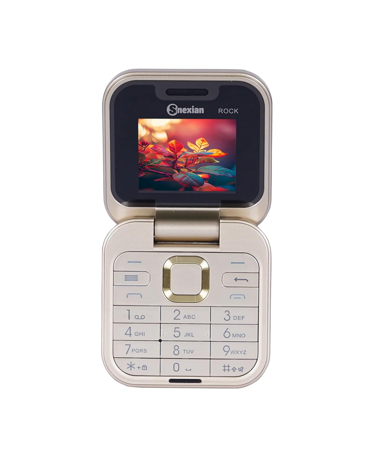 Snexian All-New Rock X Flip Dual Sim |Keypad Mobile| with 1.8" Display |Flip|Fold| Call & SMS Indicator|Crystal Back Panel |BT Dialer|Voice Changer |Long Lasting Battery|FM|Camera|Feature Phone| Gold
