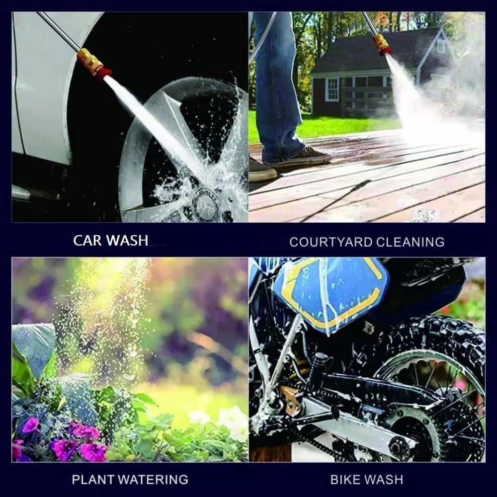 Cordless Portable Wireless Pressure Washer Gun 48V 12000mah High Pressure Water Gun for Car Wash Bike Washing Cleaning| Adjustable Nozzle and 5M Hose Pipe (Double_Battery) (Black 2)