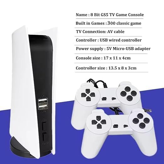 Ultimate Retro Gaming Gift 2.4 G wireless controller game station : GS5 Tv Console With 300 Built-In 8-Bit Games|Usb Wired & Av Output Retro Gaming Console For Tv|Classic Retro Game Station For Family Fun