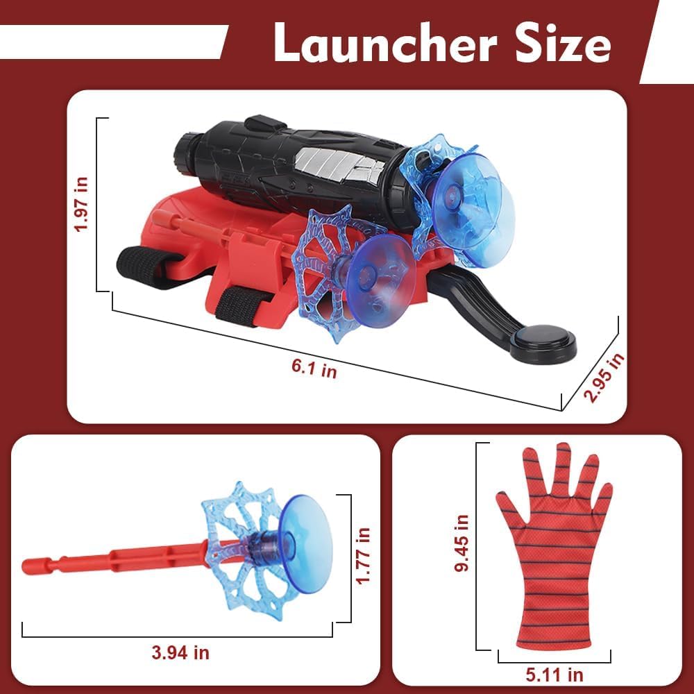PROBABE Spider Web Shooters For Kids, Spider Web Shooter,Spider Launcher Wrist Toys, Plastic Web Shooter For Kids, Red
