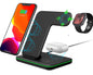 3-in-1 Wireless Charger 15W for Qi-Devices/iPhone/Samsung (Black) Charging Pad