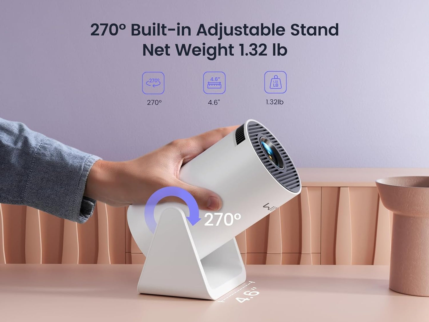 BIGASUO Andriod 5G Wifi Projector Home 4K Support With 4000Lm,1080P Smartphone Full Hd Portable Builtin Youtube Other Apps Auto Keystone 200" Screen Compatible 4K Tv Stick (M9),White