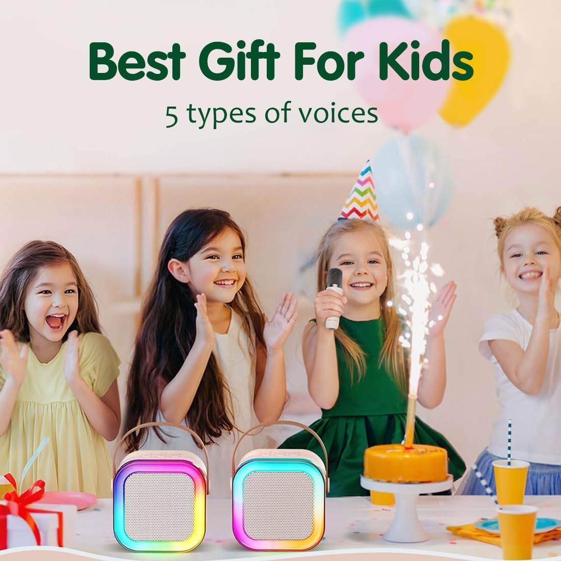 Karaoke Machine for Kids Adults, Mini Portable Blue-Tooth Karaoke Speaker with Wireless Microphone and Dynamic Lights Birthday Gift Home KTV Outdoor Travel (Multicolor)
