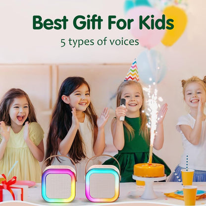 Karaoke Machine for Kids Adults, Mini Portable Blue-Tooth Karaoke Speaker with Wireless Microphone and Dynamic Lights Birthday Gift Home KTV Outdoor Travel (Multicolor)