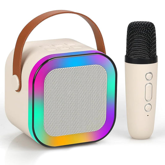 Karaoke Machine for Kids Adults, Mini Portable Blue-Tooth Karaoke Speaker with Wireless Microphone and Dynamic Lights Birthday Gift Home KTV Outdoor Travel (Multicolor)