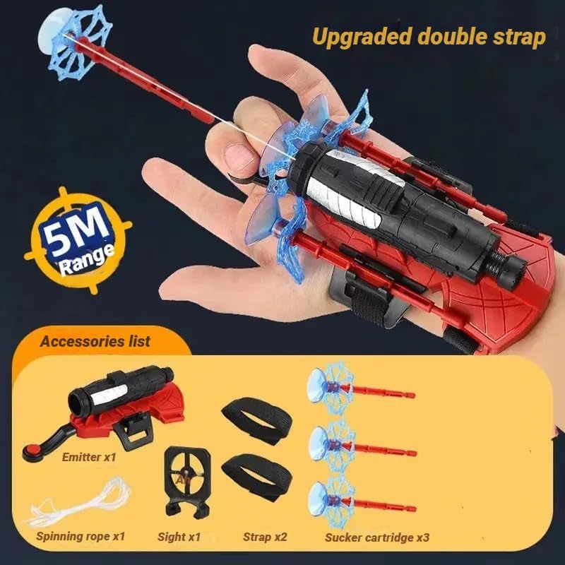 PROBABE Spider Web Shooters For Kids, Spider Web Shooter,Spider Launcher Wrist Toys, Plastic Web Shooter For Kids, Red