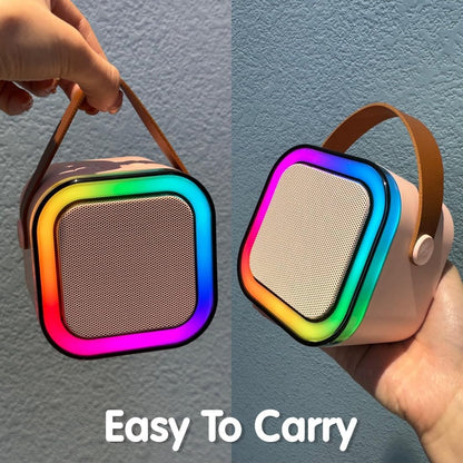 Karaoke Machine for Kids Adults, Mini Portable Blue-Tooth Karaoke Speaker with Wireless Microphone and Dynamic Lights Birthday Gift Home KTV Outdoor Travel (Multicolor)