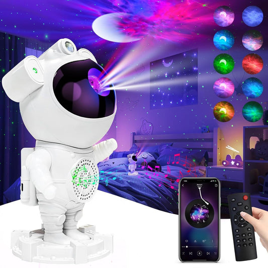 Galaxy Light Projector with Ocean Wave Projector, Music Speaker, Voice Control and Timer, Nebula Cloud Projector for Kids Adults Bedroom/Decoration/Birthday/Party