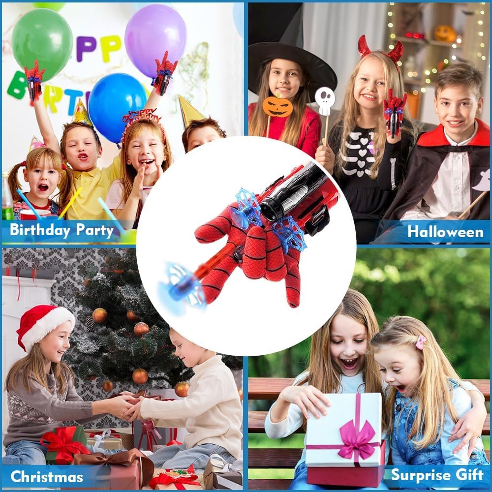 PROBABE Spider Web Shooters For Kids, Spider Web Shooter,Spider Launcher Wrist Toys, Plastic Web Shooter For Kids, Red
